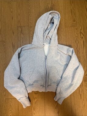 Aritzia Light Heather Gray Sweatfleece Zip Hoodie